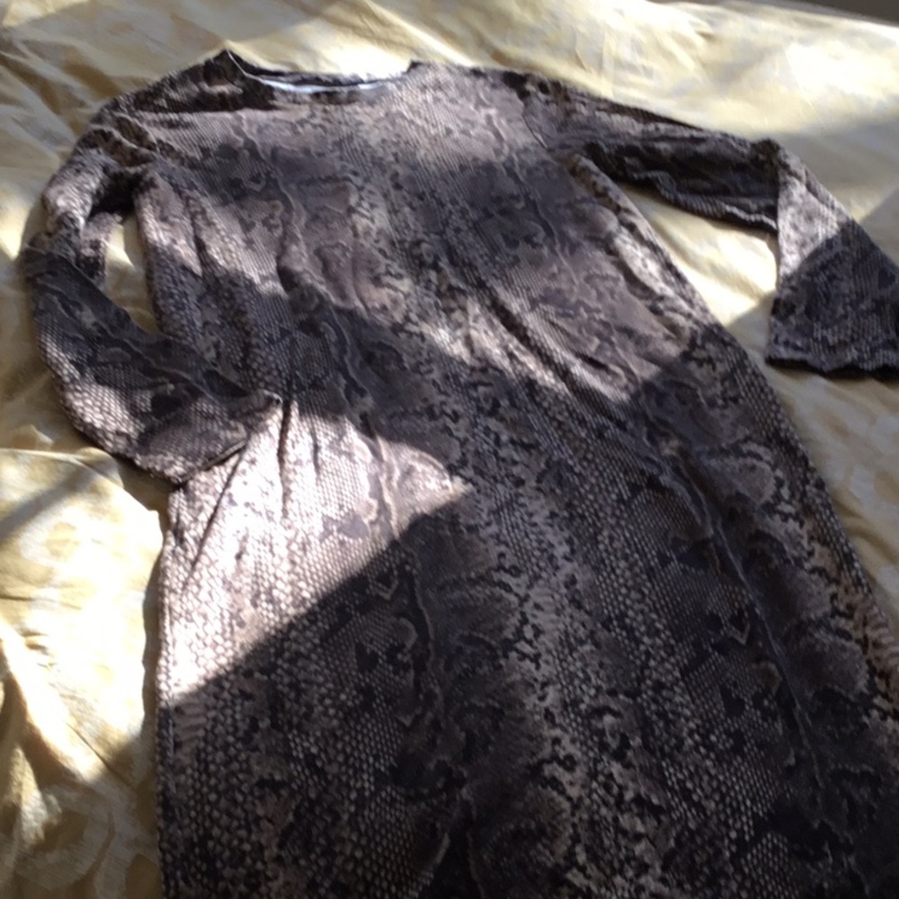 Midi straight knit python print dress